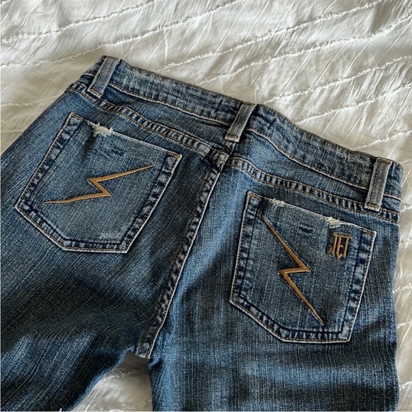 Jet Jeans by John Eshaya Vintage blue dark skinny pants distressed ripped - Picture 8 of 8